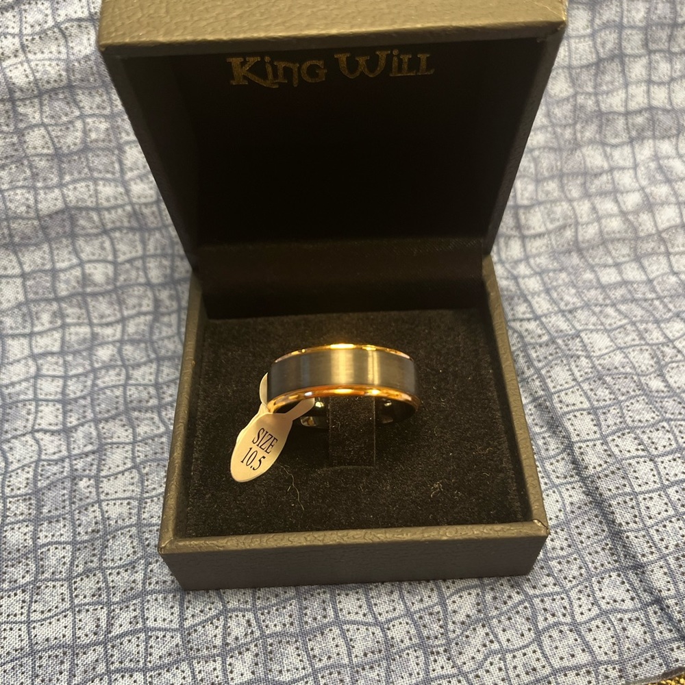 King Will Gold And Black Plated Tungsten Carbide 8mm Ring Size 10 New - Picture 9 of 16